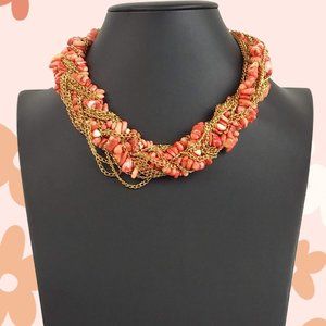 Beads & Chains Gold Tone Torsade Statement Choker